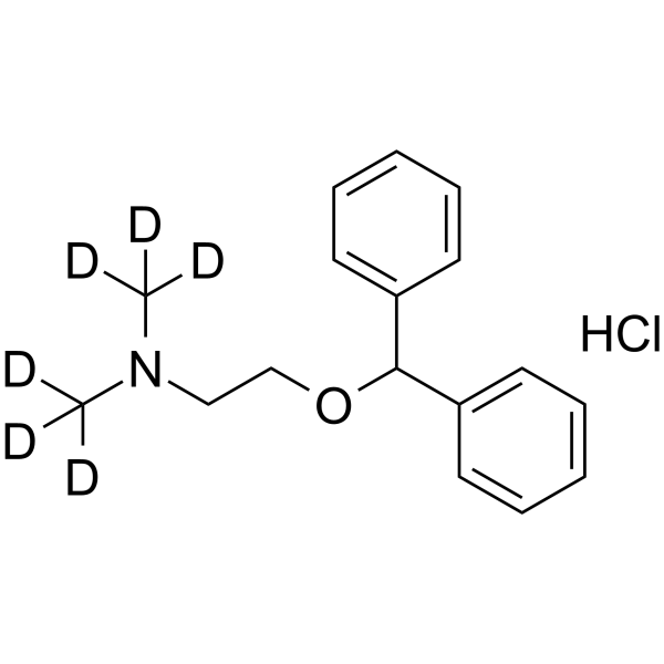 Diphenhydramine-d6 hydrochloride Chemical Structure Diphenhydramine-d6 hydrochloride(Synonyms: 盐酸苯海拉明 d6 (盐酸盐))