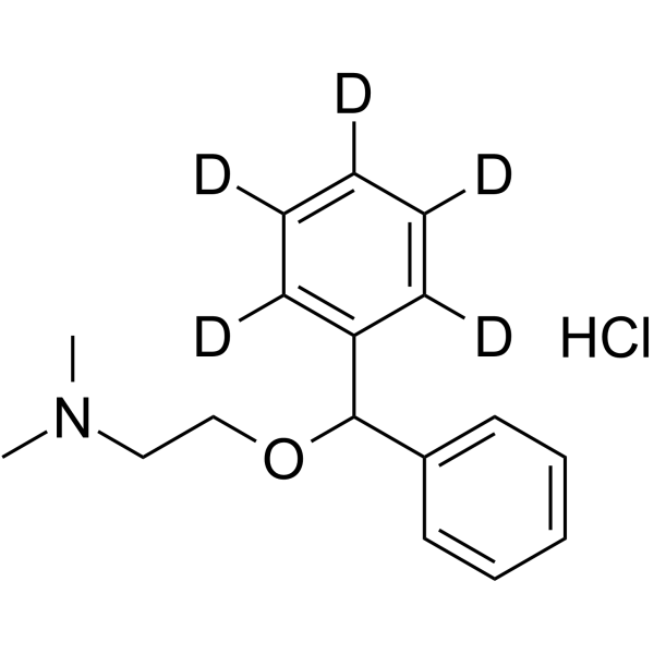 Diphenhydramine-d5 hydrochloride Chemical Structure Diphenhydramine-d5 hydrochloride(Synonyms: 盐酸苯海拉明 d5 (盐酸盐))