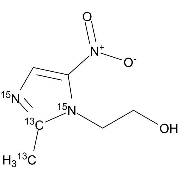 Metronidazole-13C2,15N2 Chemical Structure Metronidazole-13C2,15N2(Synonyms: 甲硝唑 13C2,15N2)