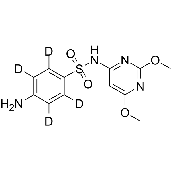 Sulfadimethoxine-d4 Chemical Structure Sulfadimethoxine-d4(Synonyms: Sulphadimethoxine-d4)