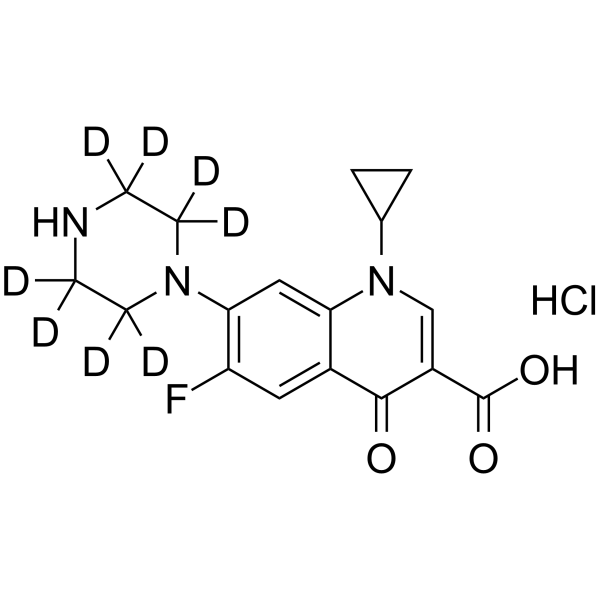 Ciprofloxacin-d8 hydrochloride Chemical Structure Ciprofloxacin-d8 hydrochloride(Synonyms: Bay-09867-d8 hydrochloride)