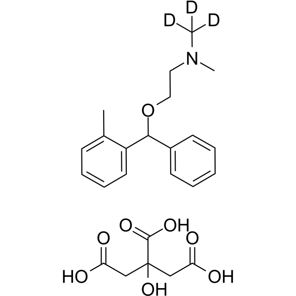 Orphenadrine-d3 citrate Chemical Structure Orphenadrine-d3 citrate(Synonyms: 奥芬那君 d3 (柠檬酸盐))