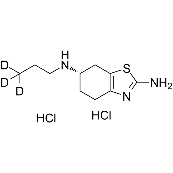 Pramipexole (N-Propyl-3,3,3-d3) (dihydrochloride) Chemical Structure Pramipexole (N-Propyl-3,3,3-d3) (dihydrochloride)(Synonyms: 普拉克索 d3 (双盐酸盐))