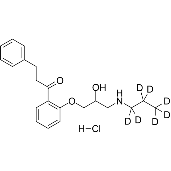 Propafenone D7 hydrochloride Chemical Structure Propafenone D7 hydrochloride(Synonyms: 盐酸普罗帕酮 D7; SA-79 D7 hydrochloride)