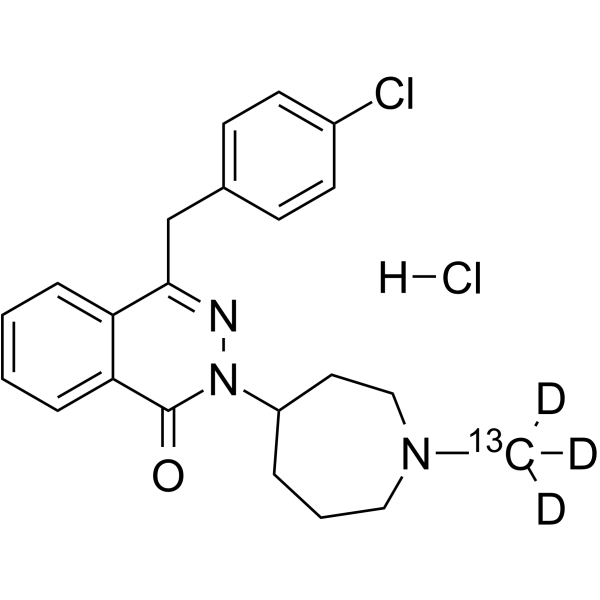 Azelastine-13C-d3 hydrochloride Chemical Structure Azelastine-13C-d3 hydrochloride(Synonyms: 盐酸氮卓斯汀 13C-d3 (盐酸盐))