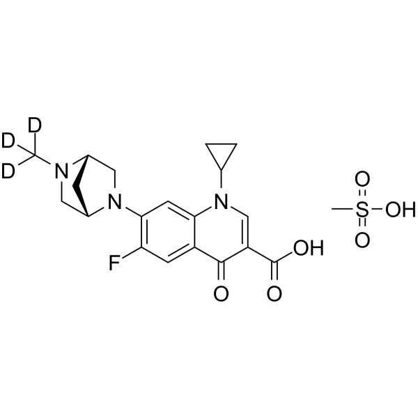 Danofloxacin-d3 mesylate Chemical Structure Danofloxacin-d3 mesylate(Synonyms: 甲磺酸达氟沙星 d3 (甲磺酸盐))