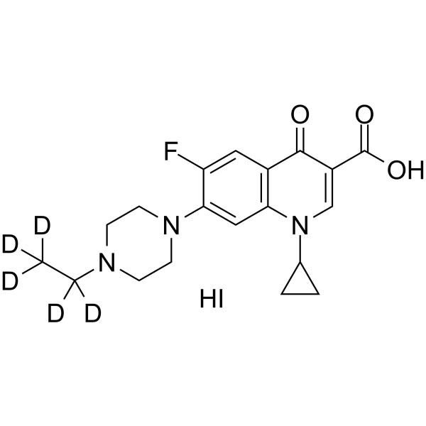 Enrofloxacin-d5 hydriodide Chemical Structure Enrofloxacin-d5 hydriodide(Synonyms: BAY Vp 2674-d5 hydriodide; PD160788-d5 hydriodide)