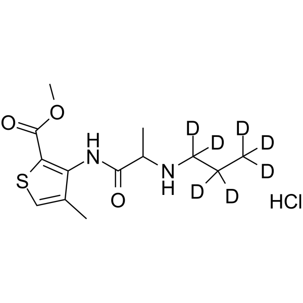 Articaine-d7 hydrochloride Chemical Structure Articaine-d7 hydrochloride(Synonyms: Hoe-045-d7 hydrochloride)
