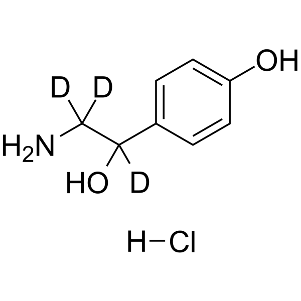 Octopamine-d4 hydrochloride Chemical Structure Octopamine-d4 hydrochloride(Synonyms: (±)-p-Octopamine-d4 hydrochloride)