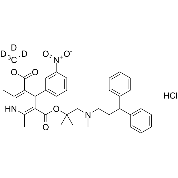 Lercanidipine-13C,d3-1 hydrochloride Chemical Structure Lercanidipine-13C,d3-1 hydrochloride