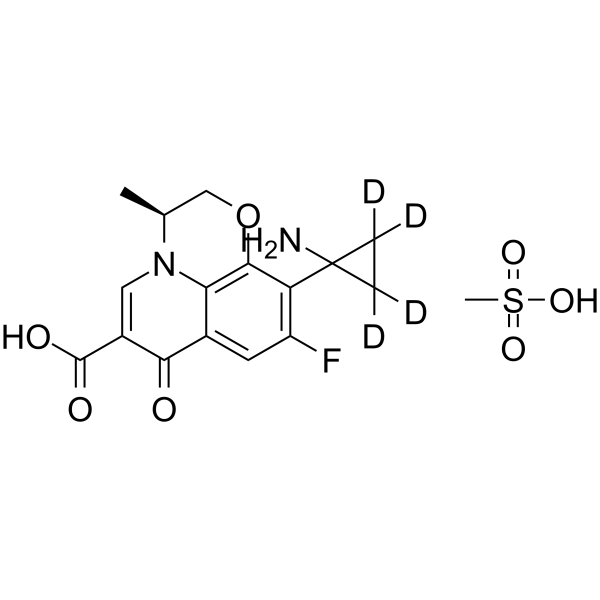 Pazufloxacin-d4 mesylate Chemical Structure Pazufloxacin-d4 mesylate(Synonyms: 帕珠沙星甲磺酸盐 d4 (甲磺酸盐))