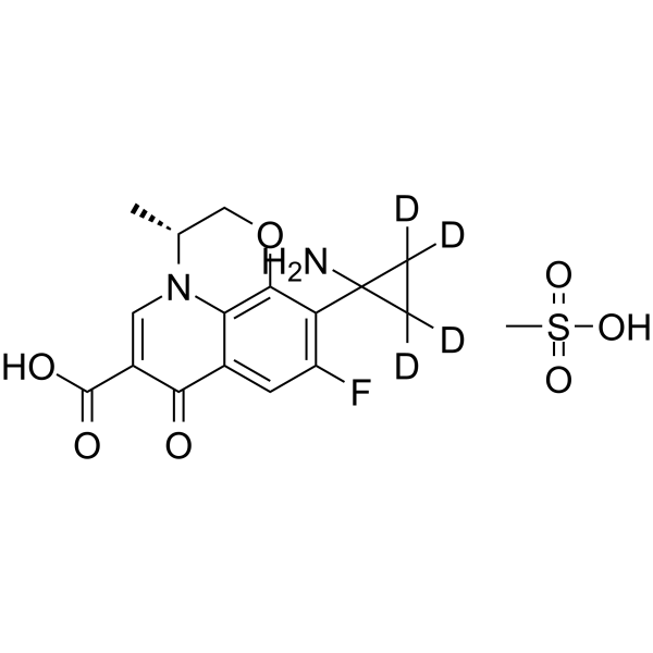ent-Pazufloxacin-d4 mesylate Chemical Structure ent-Pazufloxacin-d4 mesylate(Synonyms: 帕珠沙星甲磺酸盐 d4 (甲磺酸盐))