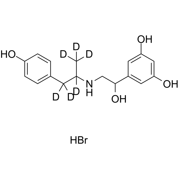 Fenoterol-d6 hydrobromide Chemical Structure Fenoterol-d6 hydrobromide(Synonyms: 非诺特罗氢溴酸盐 d6 (氢溴酸盐))