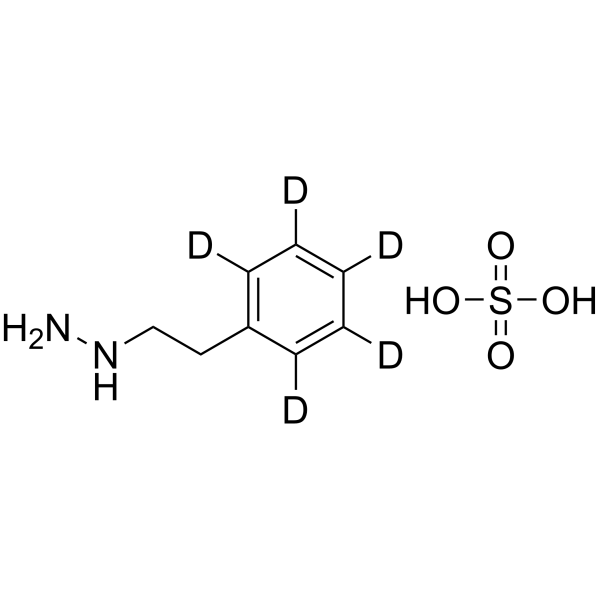 Phenelzine-d5 sulfate Chemical Structure Phenelzine-d5 sulfate(Synonyms: 硫酸苯乙肼 d5 (硫酸盐))