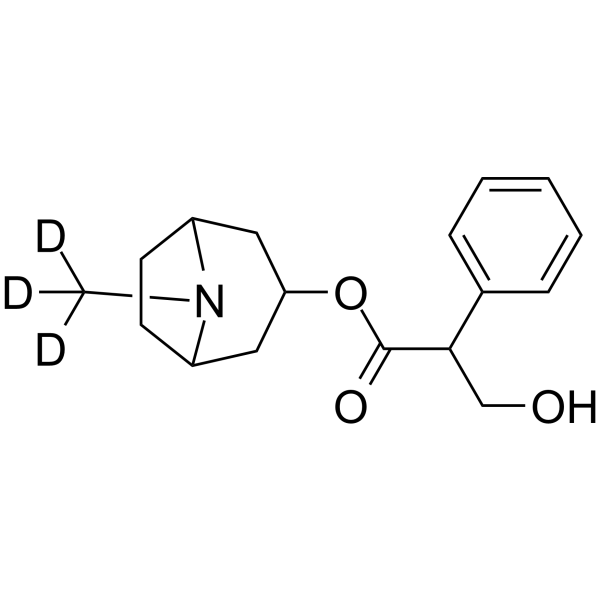 (Rac)-Atropine-d3 Chemical Structure (Rac)-Atropine-d3(Synonyms: (Rac)-Tropine tropate-d3; (Rac)-Hyoscyamine-d3)