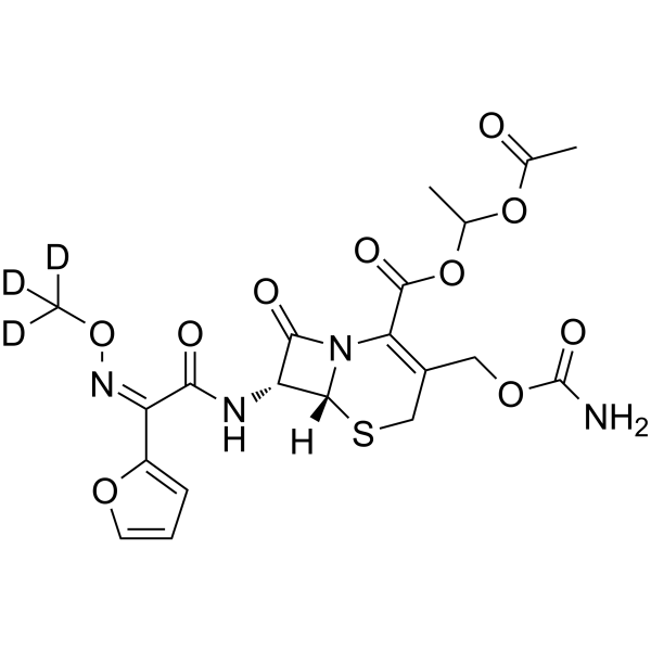 Cefuroxime axetil-d3 Chemical Structure Cefuroxime axetil-d3(Synonyms: 头孢呋辛酯 d3)