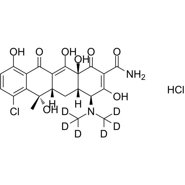 Chlortetracycline-d6 hydrochloride Chemical Structure Chlortetracycline-d6 hydrochloride(Synonyms: 7-Chlorotetracycline-d6 hydrochloride)