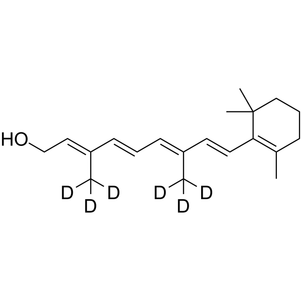 Retinol-d6 Chemical Structure Retinol-d6(Synonyms: Vitamin A1-d6; all-trans-Retinol-d6)