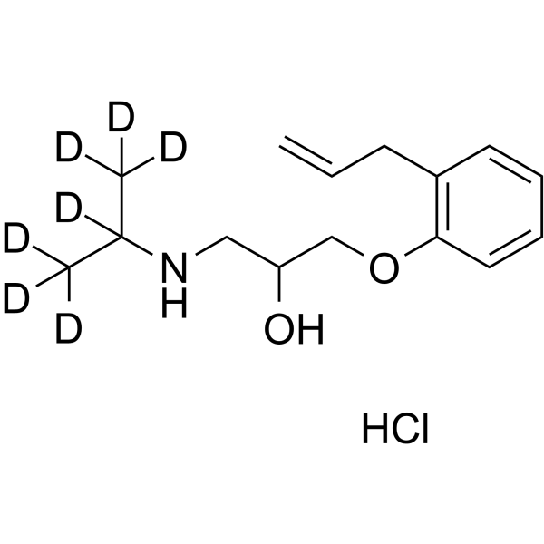 Alprenolol-d7 hydrochloride Chemical Structure Alprenolol-d7 hydrochloride(Synonyms: (RS)-Alprenolol-d7 hydrochloride; dl-Alprenolol-d7(hydrochloride))