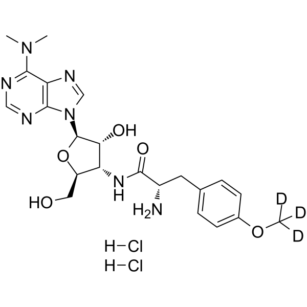 Puromycin-d3 dihydrochloride Chemical Structure Puromycin-d3 dihydrochloride(Synonyms: CL13900-d3 dihydrochloride)