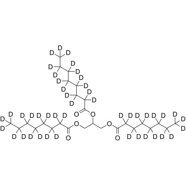 Tricaprilin-d15 Chemical Structure Tricaprilin-d15(Synonyms: Trioctanoin-d15; Glyceryl trioctanoate-d15)