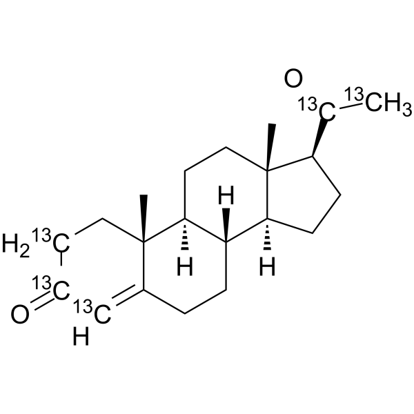 Progesterone-13C5 Chemical Structure Progesterone-13C5(Synonyms: Pregn-4-ene-3,20-dione-13C5)