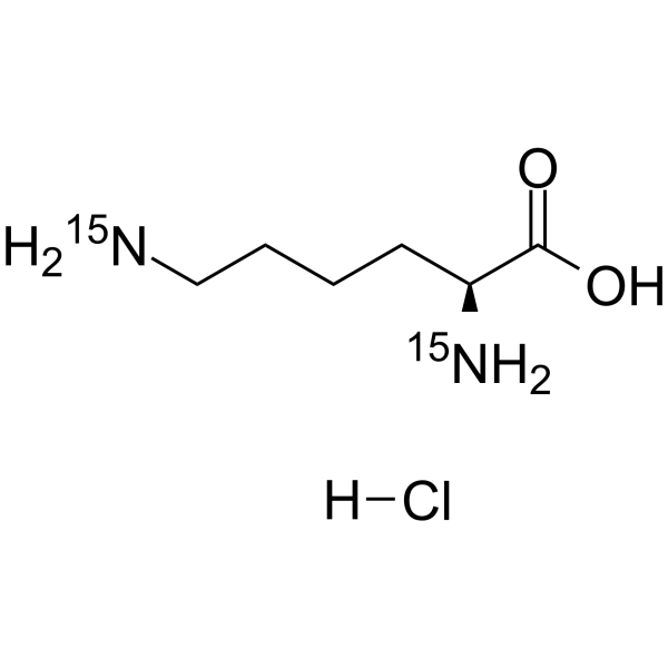 L-Lysine-15N2 hydrochloride Chemical Structure L-Lysine-15N2 hydrochloride(Synonyms: 赖氨酸盐酸盐 15N2 (盐酸盐))