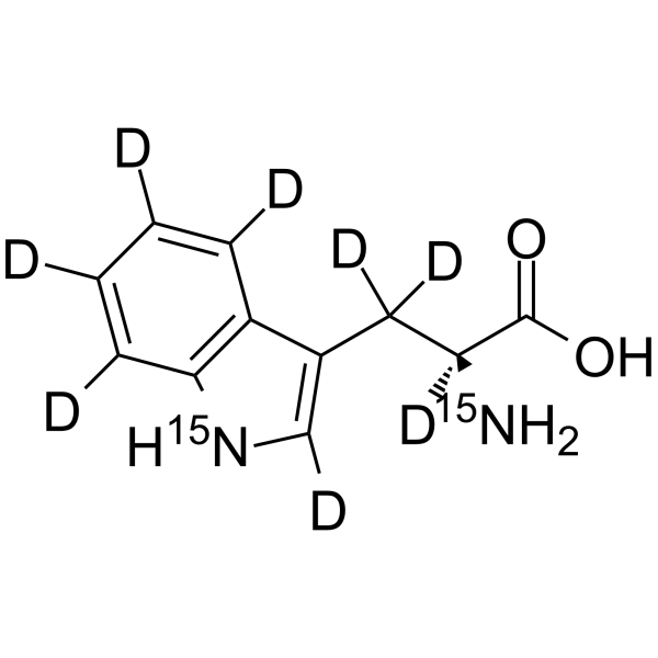 L-Tryptophan-d8,15N2 Chemical Structure L-Tryptophan-d8,15N2(Synonyms: Tryptophan-d8,15N2; Tryptophane-d8,15N2)