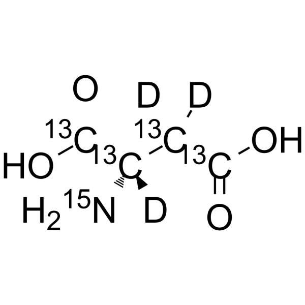 L-Aspartic acid-13C4,15N,d3 Chemical Structure L-Aspartic acid-13C4,15N,d3(Synonyms: L-天冬氨酸 13C4,15N,d3)