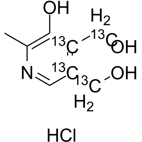Pyridoxine-13C4 hydrochloride Chemical Structure Pyridoxine-13C4 hydrochloride(Synonyms: Pyridoxol-13C4 hydrochloride; Vitamin B6-13C4 hydrochloride)