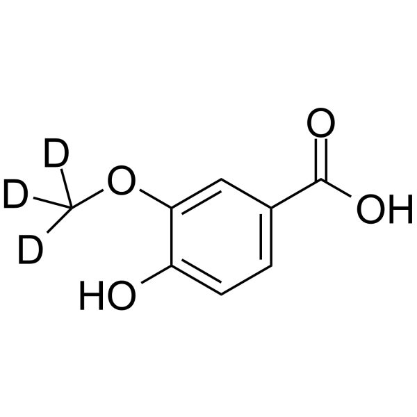 Vanillic acid-d3 Chemical Structure Vanillic acid-d3(Synonyms: 香草酸 d3)