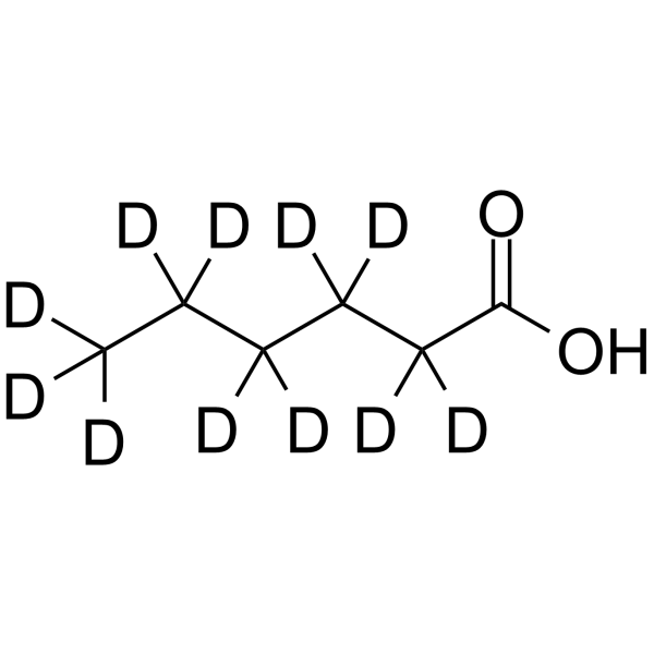 Hexanoic acid-d11 Chemical Structure Hexanoic acid-d11(Synonyms: Hexylic acid-d11; Capronic acid-d11; Caproic acid-d11)