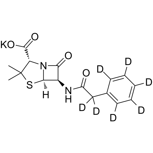 Penicillin G-d7 potassium salt Chemical Structure Penicillin G-d7 potassium salt(Synonyms: Benzylpenicillin-d7 potassium salt)