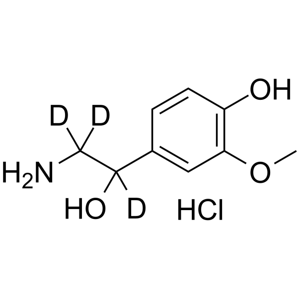 Normetanephrine-d3 hydrochloride Chemical Structure Normetanephrine-d3 hydrochloride(Synonyms: (±)-Normetanephrine-d3 hydrochloride; DL-Normetanephrine-d3 hydrochloride; (Rac)-Normetanephrine-d3 hydrochloride)