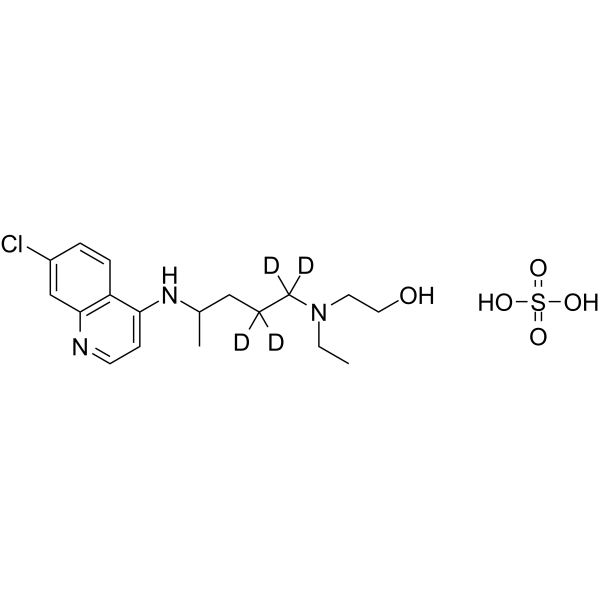 Hydroxychloroquine-d4-1 sulfate Chemical Structure Hydroxychloroquine-d4-1 sulfate(Synonyms: 羟氯喹 d4 (硫酸盐)(烷基上氘))