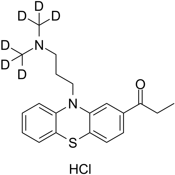 Propionylpromazine-d6 hydrochloride Chemical Structure Propionylpromazine-d6 hydrochloride(Synonyms: 盐酸丙酰丙嗪 d6 (盐酸盐))