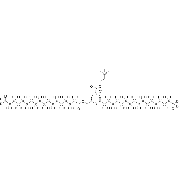 1,2-Distearoyl-sn-glycero-3-phosphorylcholine-d70 Chemical Structure 1,2-Distearoyl-sn-glycero-3-phosphorylcholine-d70(Synonyms: 1,2-Distearoyl-sn-glycero-3-PC-d70; DSPC-d70)