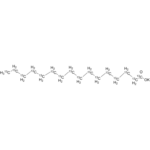 Hexadecanoate-13C16 potassium Chemical Structure Hexadecanoate-13C16 potassium