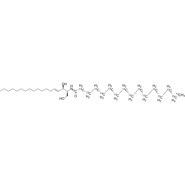 C16-Ceramide-13C16 Chemical Structure C16-Ceramide-13C16(Synonyms: C16 Ceramide-13C16; Ceramide 16-13C16; D-erythro-C16-Ceramide-13C16; D-erythro-N-Hexadecanoylsphingenine-13C16; D-erythro-N-Palmitoylsphingosine-13C16; D-erythro-Δ4-Ceramide-13C16)