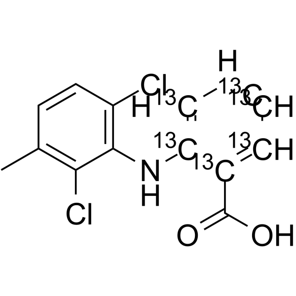 Meclofenamic acid-13C6 Chemical Structure Meclofenamic acid-13C6(Synonyms: Meclofenamate-13C6)