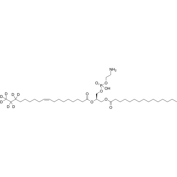 1-Pentadecanoyl-2-oleoyl-sn-glycero-3-phosphoethanolamine-d7 Chemical Structure 1-Pentadecanoyl-2-oleoyl-sn-glycero-3-phosphoethanolamine-d7