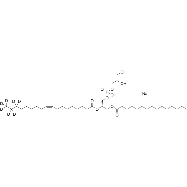 2,3-Dihydroxypropyl ((R)-2-(oleoyloxy)-3-(pentadecanoyloxy)propyl) phosphate-d7 sodium Chemical Structure 2,3-Dihydroxypropyl ((R)-2-(oleoyloxy)-3-(pentadecanoyloxy)propyl) phosphate-d7 sodium