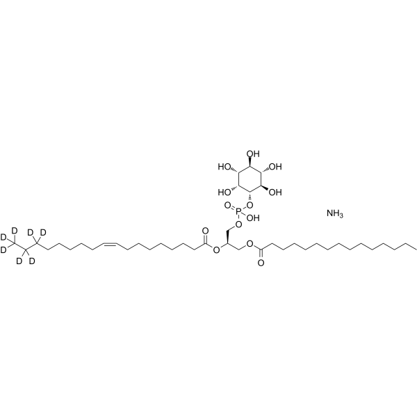 1-Pentadecanoyl-2-oleoyl-sn-glycero-3-phosphoinositol-d7 ammonium Chemical Structure 1-Pentadecanoyl-2-oleoyl-sn-glycero-3-phosphoinositol-d7 ammonium