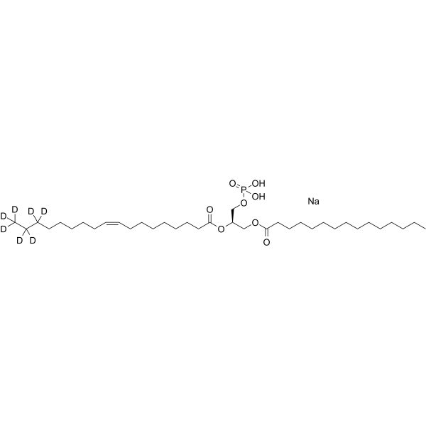 1-Pentadecanoyl-2-oleoyl-sn-glycero-3-phosphate-d7 sodium Chemical Structure 1-Pentadecanoyl-2-oleoyl-sn-glycero-3-phosphate-d7 sodium