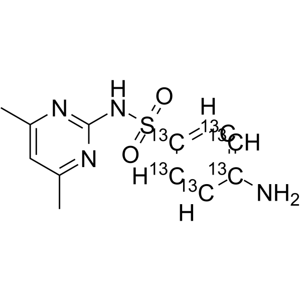 Sulfamethazine-13C6 Chemical Structure Sulfamethazine-13C6(Synonyms: Sulfadimidine-13C6; Sulfadimerazine-13C6)