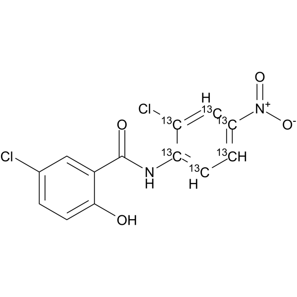 Niclosamide-13C6 Chemical Structure Niclosamide-13C6(Synonyms: BAY2353-13C6)