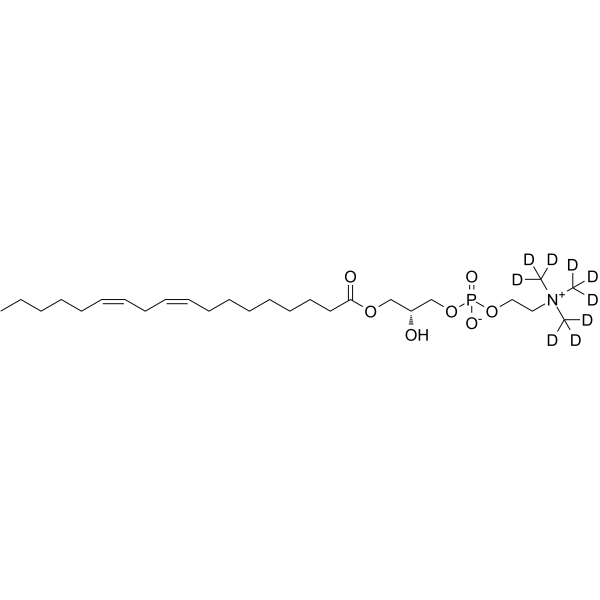 Lysophosphatidylcholine 18:2-d9 Chemical Structure Lysophosphatidylcholine 18:2-d9(Synonyms: 1-Linoleoyl-2-Hydroxy-sn-glycero-3-PC-d9)
