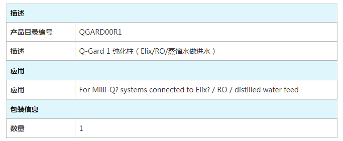 QGARD00R1-Merck millipore预纯化柱纯水机耗材 1/PK