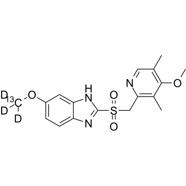 Omeprazole metabolite Omeprazole sulfone-13C,d3 Chemical Structure Omeprazole metabolite Omeprazole sulfone-13C,d3(Synonyms: Omeprazole sulfone-13C,d3; Omeprazole sulphone-13C,d3)