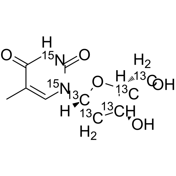 Thymidine-13C5,15N Chemical Structure Thymidine-13C5,15N(Synonyms: DThyd-13C5,15N; NSC 21548-13C5,15N)